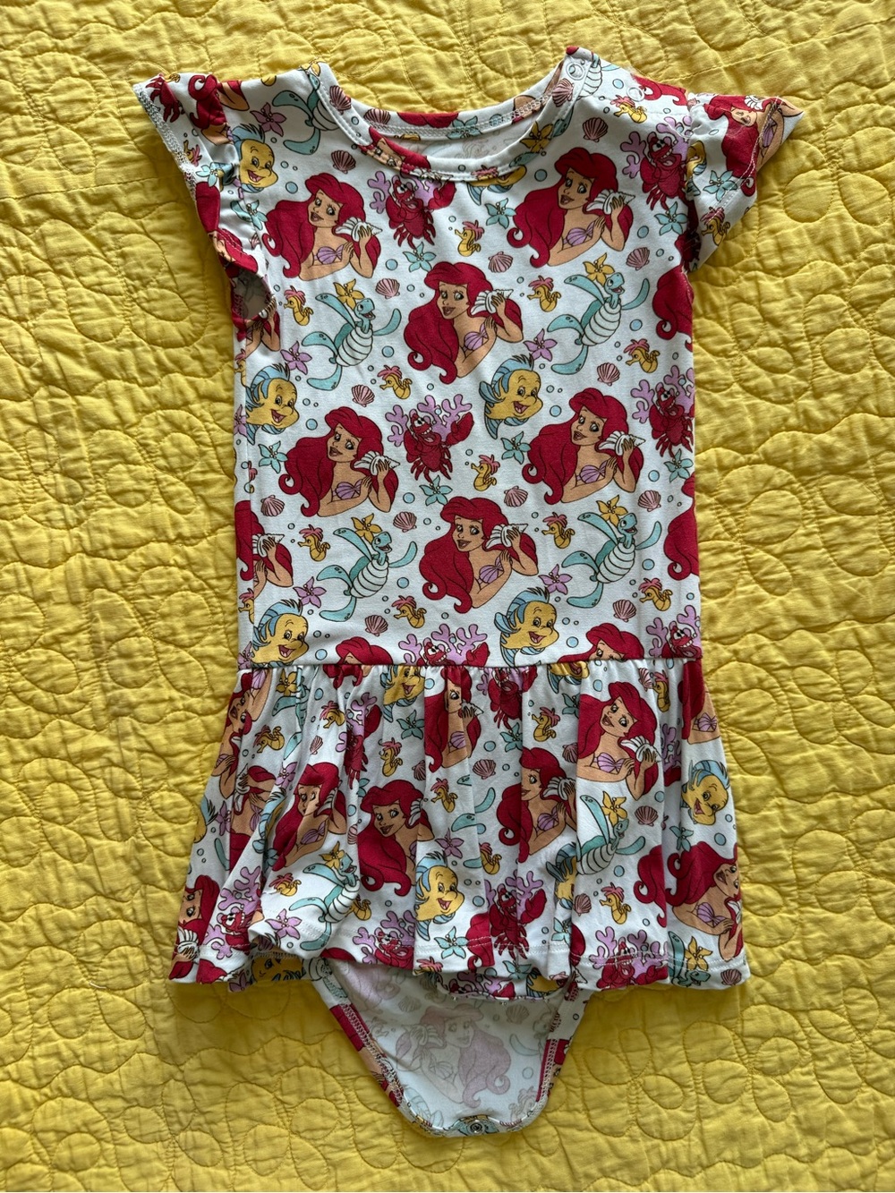Girls' Red Ariel Print Ruffled Skirt One-Piece Dress Blush Lotus 2/3